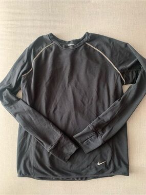 Nike Black Long Sleeve Performance Tee with Contrast Stitching
